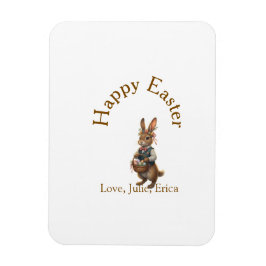 Íman Happy Easter brown bunny with eggs love add name 