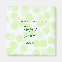 Íman Happy Easter gray green polka dots family name