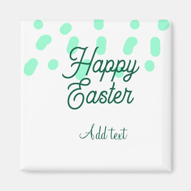 Íman Happy Easter green eggs pastel name date simple  (Frente)