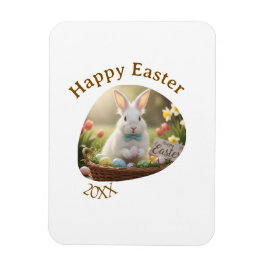 Íman Happy Easter white bunny year photo family name 