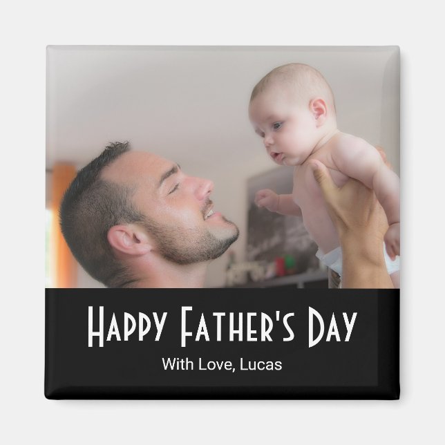 Íman Happy Father's Day Modern Photo Black White  (Frente)