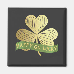 Íman Happy Go Lucky Dourado Dia de São Patrício Shamr