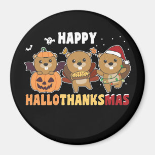 Íman Happy Hallothanksmas Beaver Christmas Beaver Magne