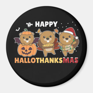 Íman Happy Hallothanksmas Beaver Christmas Beaver Magne