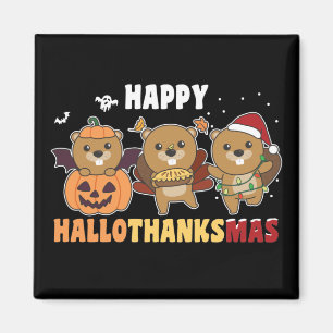 Íman Happy Hallothanksmas Beaver Christmas Beaver Magne
