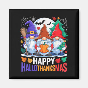 Íman Happy Hallothanksmas Gnomos Lover Feliz das Bruxas