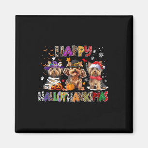 Íman Happy Hallothanksmas Yorkshire Dog Halloween