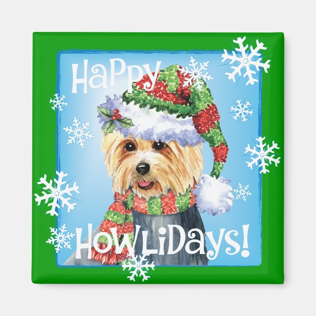 Íman Happy Howlidays australiana Terrier Magnet (Frente)