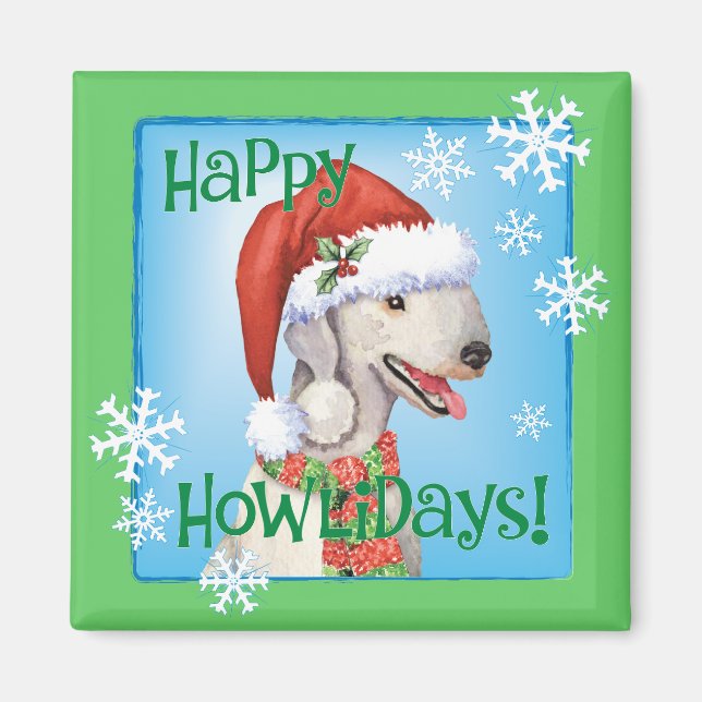 Íman Happy Howlidays Bedlington Terrler Magnet (Frente)