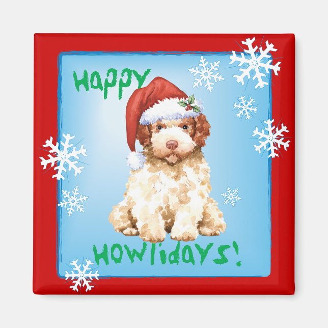 Íman Happy Howlidays Lagotto Romagnolo Magnet (Frente)