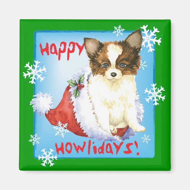 Íman Happy Howlidays Papillon (Frente)