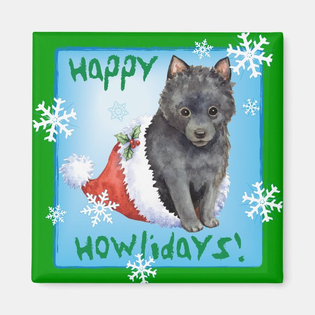 Íman Happy Howlidays Schipperke (Frente)