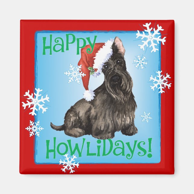 Íman Happy Howlidays Scottish Terrier (Frente)