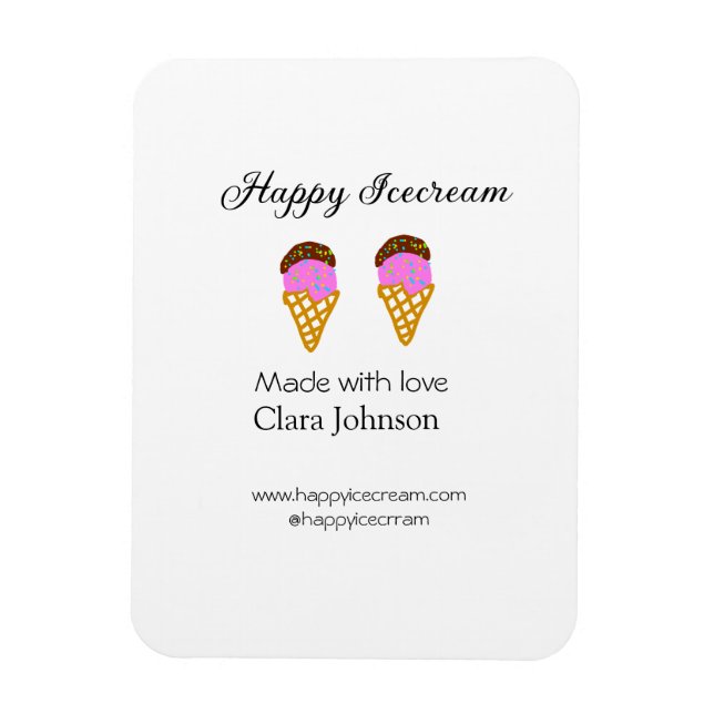 Íman Happy Icecream add name website social media  (Vertical)