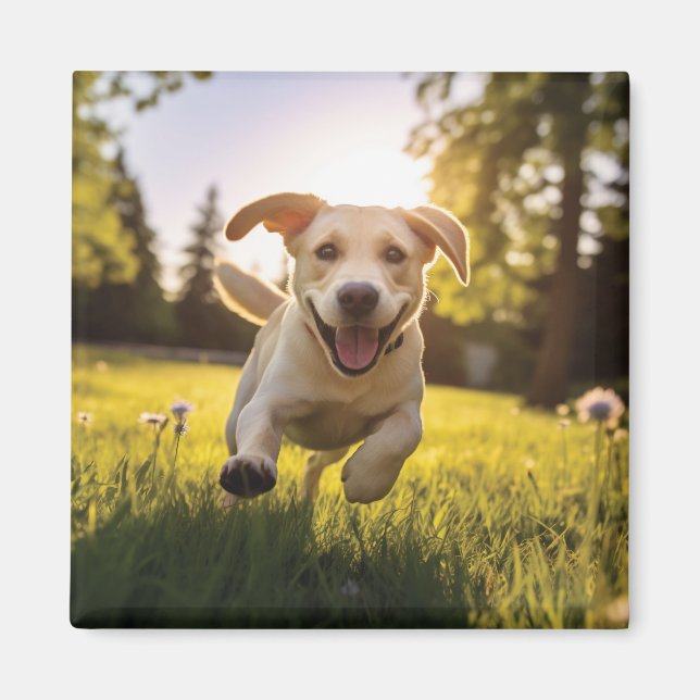 Íman Happy Labrador Puppy em execução (Frente)