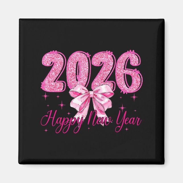 Íman Happy New Year 2026 Coquette Bow New Years Eve Par (Frente)