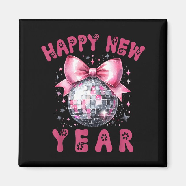 Íman Happy New Year 2026 Coquette Nk Bow Disco Ball Wom (Frente)