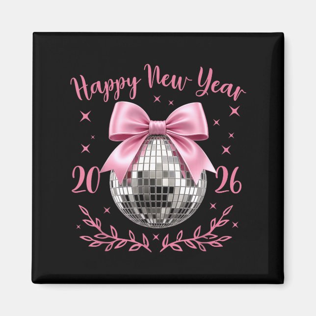 Íman Happy New Year 2026 Coquette Nk Bow Disco Ball Wom (Frente)