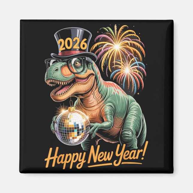 Íman Happy New Year 2026 Dinosaur Funny T-rex Tee For K (Frente)
