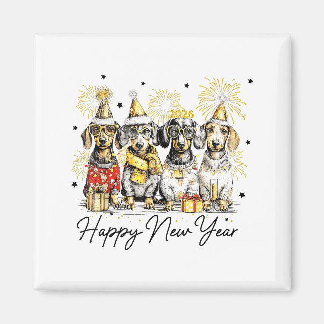 Íman Happy New Year Dachshund Dog Lover 2026 New Year H (Frente)