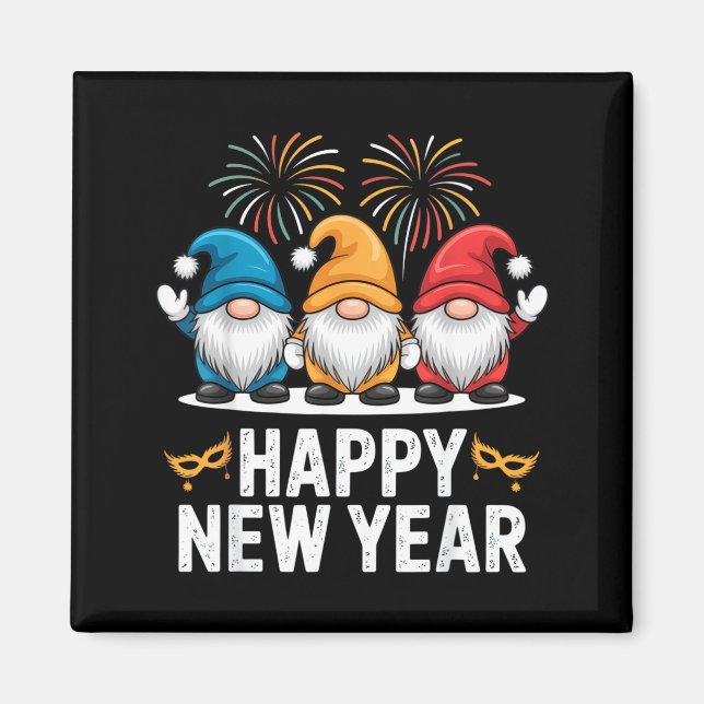 Íman Happy New Year Gnomes For Party Lovers And Festive (Frente)