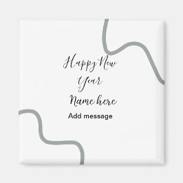 Íman Happy new year name message gray simple holiday