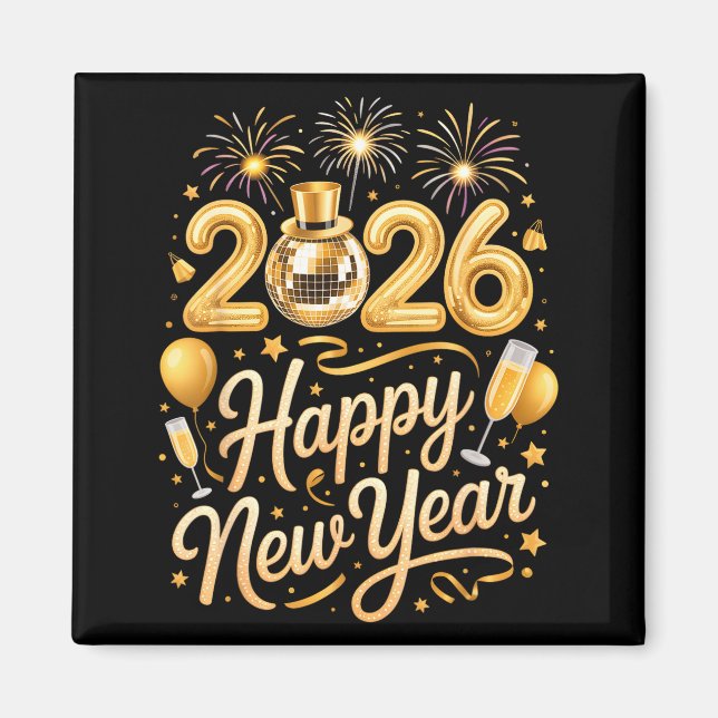 Íman Happy New Year Party 2026 Funny Balloon Family Mat (Frente)