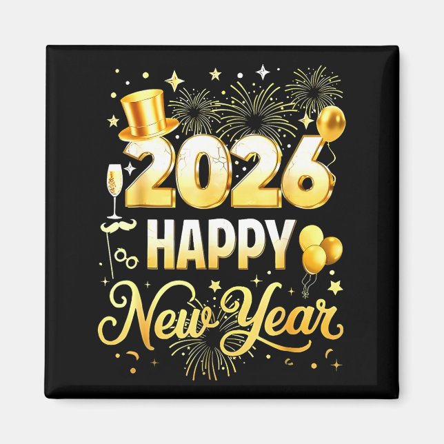 Íman Happy New Year Party 2026 Funny Balloon Family Mat (Frente)