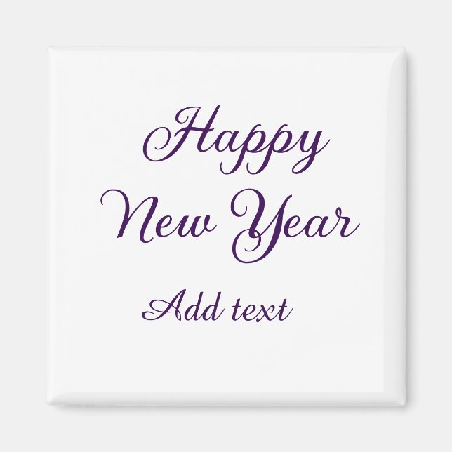Íman Happy new year purple calligraphy simple minimal  (Frente)