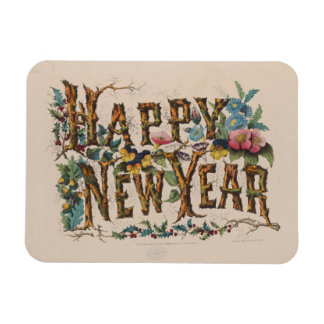 Íman  Happy New Year, Vintage Currier & Ives Print