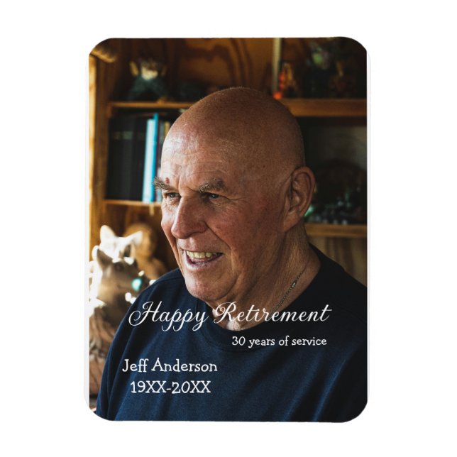 Íman Happy retirement add name photo years of service r (Vertical)