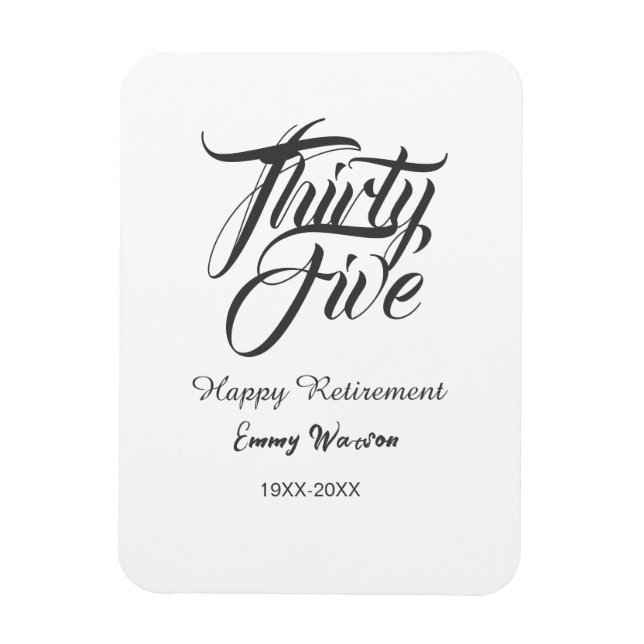 Íman Happy retirement bold letter name year elegant sim (Vertical)