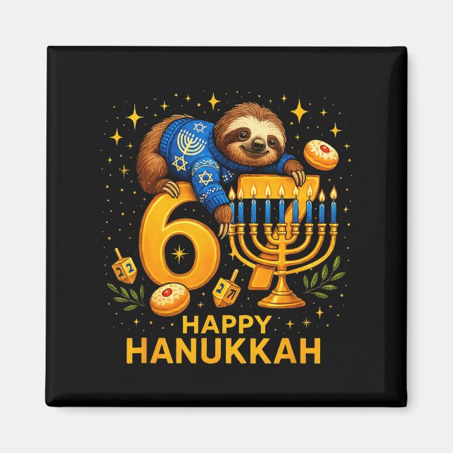 Íman Happy Six Seven Hanukkah Funny Meme Menorah Sloth  (Frente)