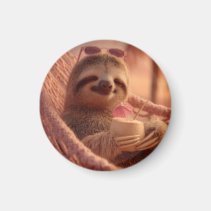 Íman Happy Sloth Relaxando em um Hammock
