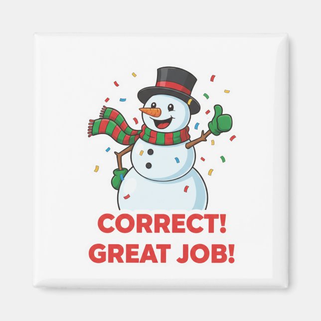 Íman Happy Snowman Correct Great Job Reward Motivation  (Frente)