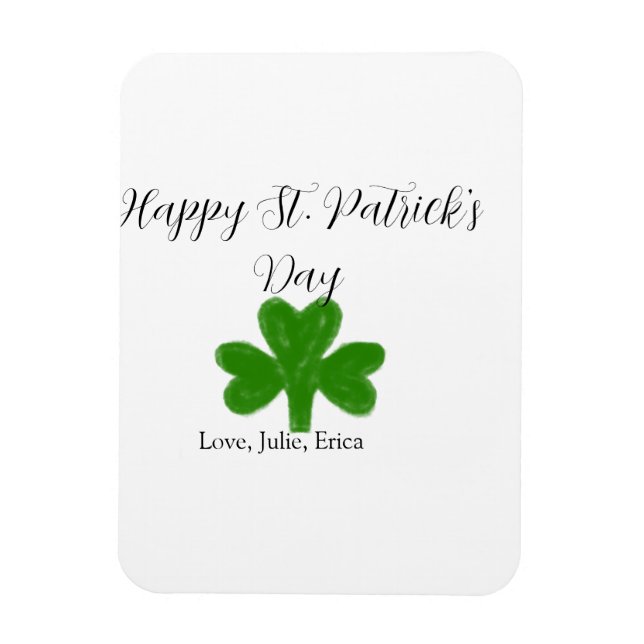 Íman Happy St. Patrick's day green shamrock name  (Vertical)