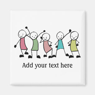 Íman Happy Stick People Friends Personalized