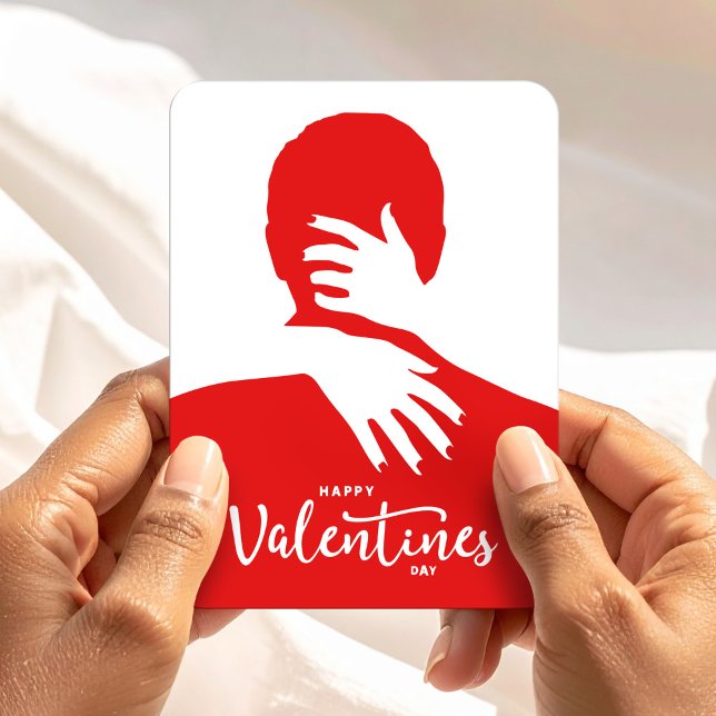 Íman Happy Valentine’s Day Red Love Hug Silhouette (Happy Valentine’s Day Red Love Hug Silhouette Magnet, Be Mine, Couple Gift)