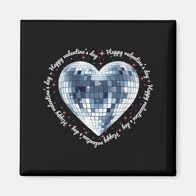 Íman Happy Valentines Day Funny Coquette Diamond Disco  (Frente)