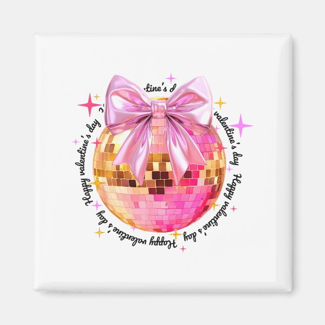 Íman Happy Valentine's Day Funny Coquette Disco Ball Gi (Frente)