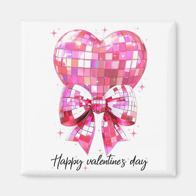 Íman Happy Valentine's Day Funny Coquette Disco Ball He (Frente)