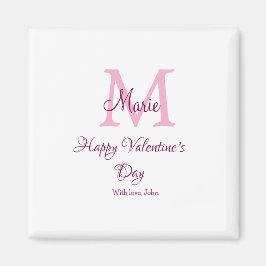 Íman Happy valentine's day monogram pink name love girl