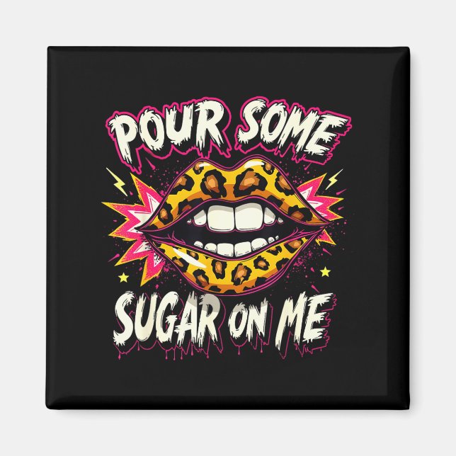 Íman Happy Valentine's Day Retro Leopard Lips Ur Some S (Frente)