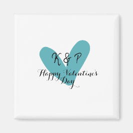 Íman Happy Valentine's day turquoise heart name letter 