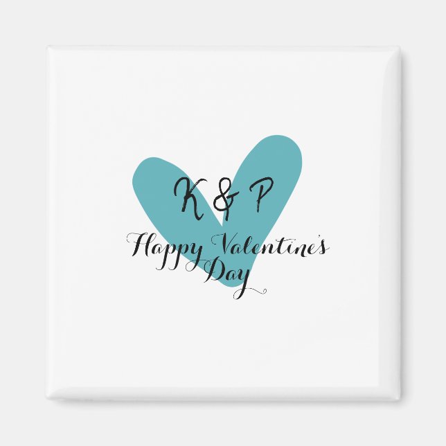 Íman Happy Valentine's day turquoise heart name letter  (Frente)