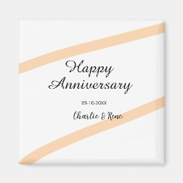Íman Happy wedding anniversary orange pastel lines name