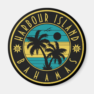 Íman Harbor Island Bahamas Retro Palm Souvenirs