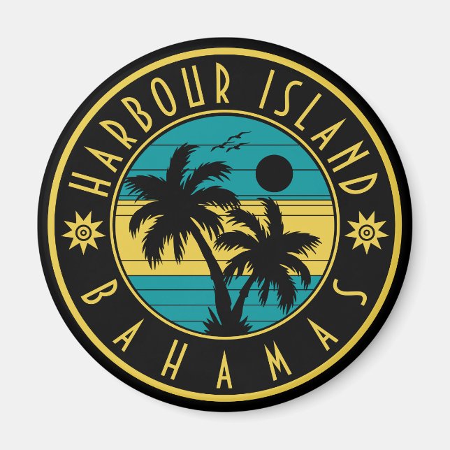 Íman Harbor Island Bahamas Retro Palm Souvenirs (Frente)