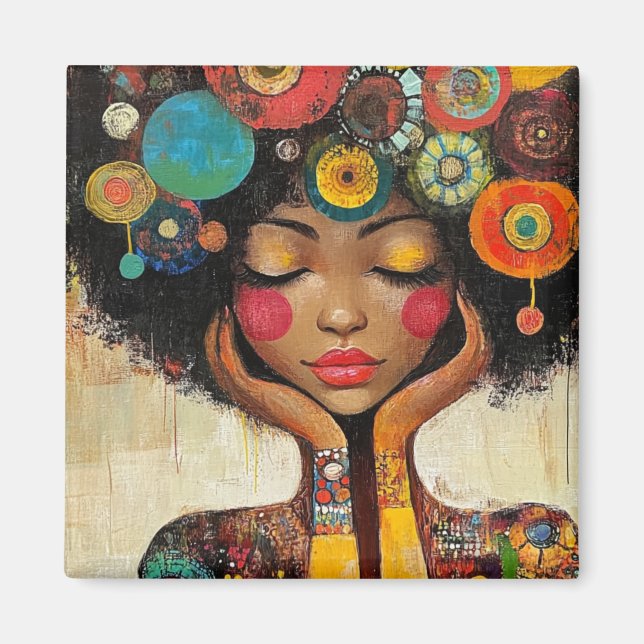Íman Harmonia Colorida Mulher Negra  (Frente)