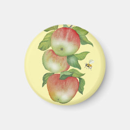 Íman Harmonia Doce: Maçãs de Aquarela e uma Abelha